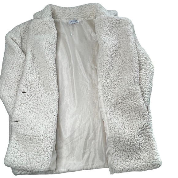 COEUR DE VAGUE Sherpa Fusion Double Breasted Teddy Jacket Women's Size XL - Picture 11 of 16